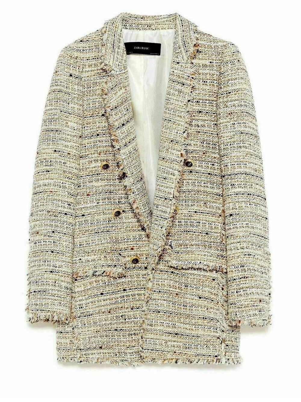 Zara Beige Tweed Blazer Medium